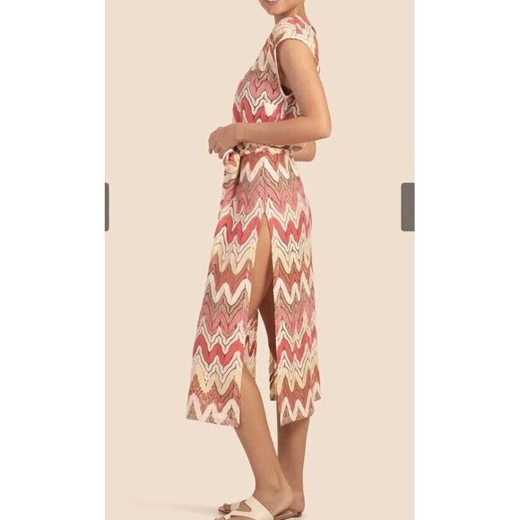 New Trina Turk Women's medium Cover Up Dress PALISADES COLUMN beach Boho Chevron - Picture 3 of 10
